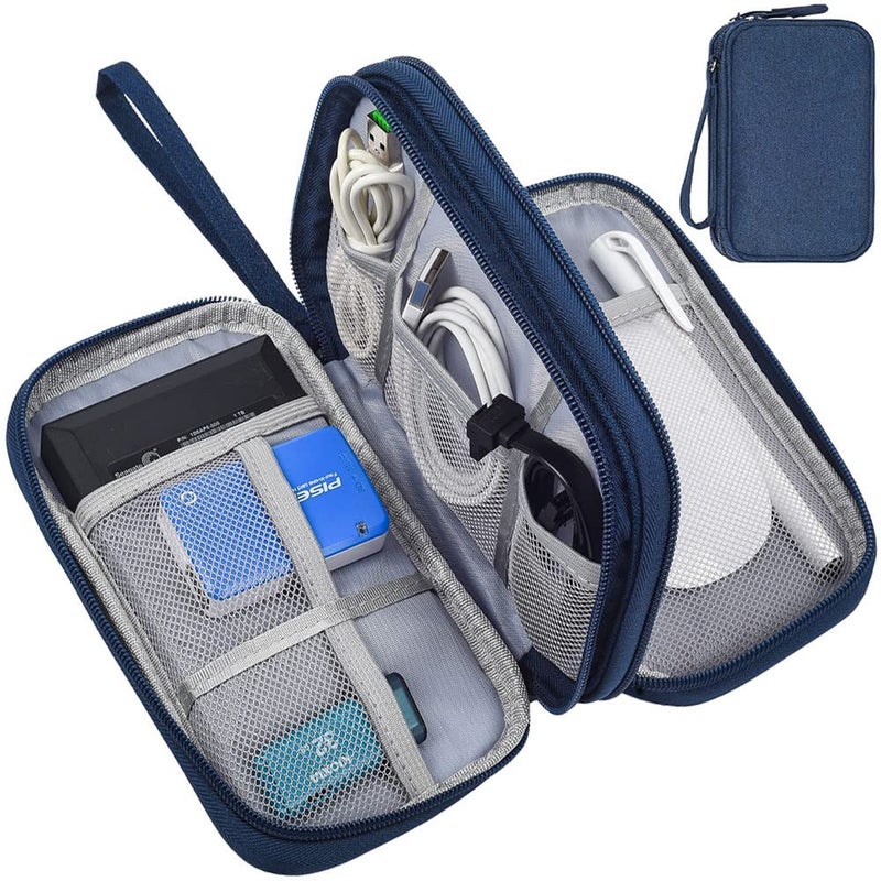 Dealcase Universal Electronics Accessories Case, Waterproof Portable Cable Organizer Bag, Multifunctional Travel Digital Accessories Storage Bag, Navy Blue - Image 1